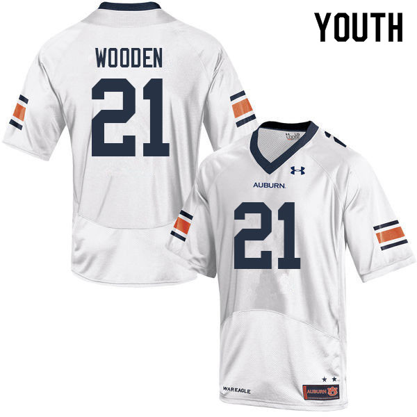 Auburn Tigers Youth Caleb Wooden #21 White Under Armour Stitched College 2022 NCAA Authentic Football Jersey GKS3374QI